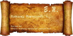 Baksay Manszvét névjegykártya